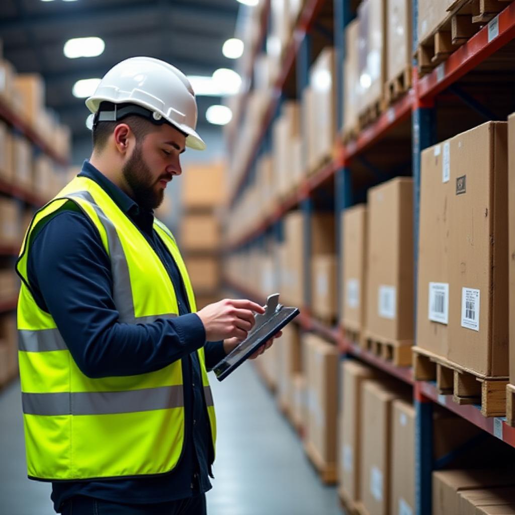 Logistics professional inspecting cargo at origin